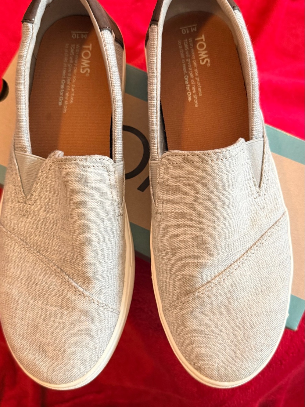 Toms Men’s Slip-On Loafers in Light Gray Canvas